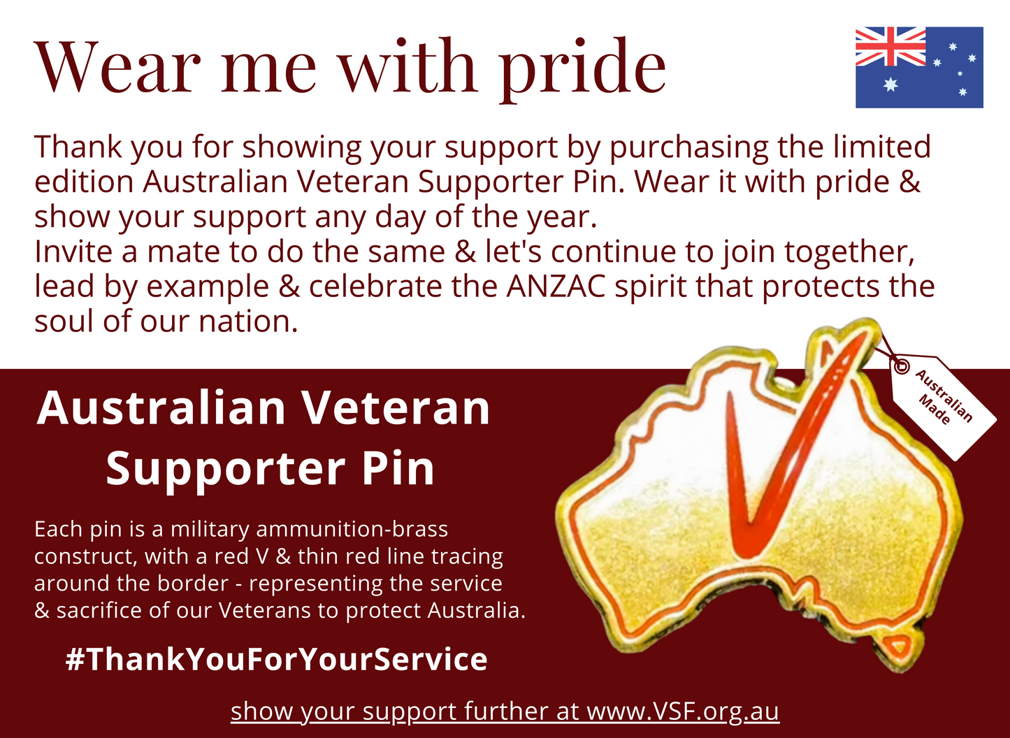 Australian Veteran Supporter Pin
